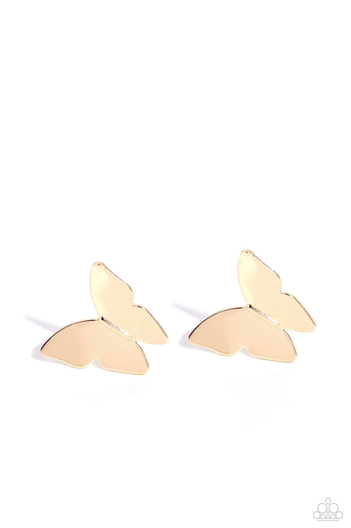 Butterfly Beholder - Gold 3-D Butterfly Paparazzi Post Earrings
