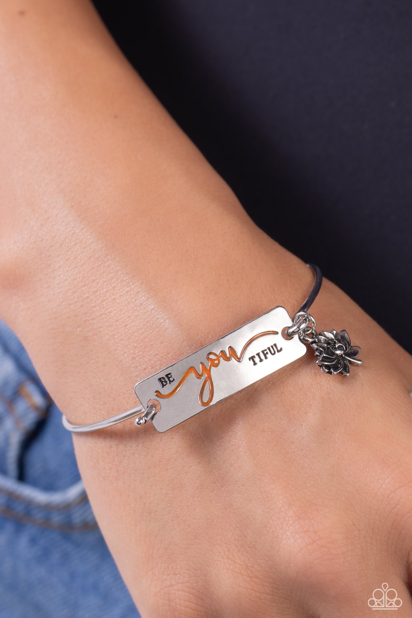 BeYOUtiful Bliss - Orange Stamped Silver Plate Paparazzi Bracelet