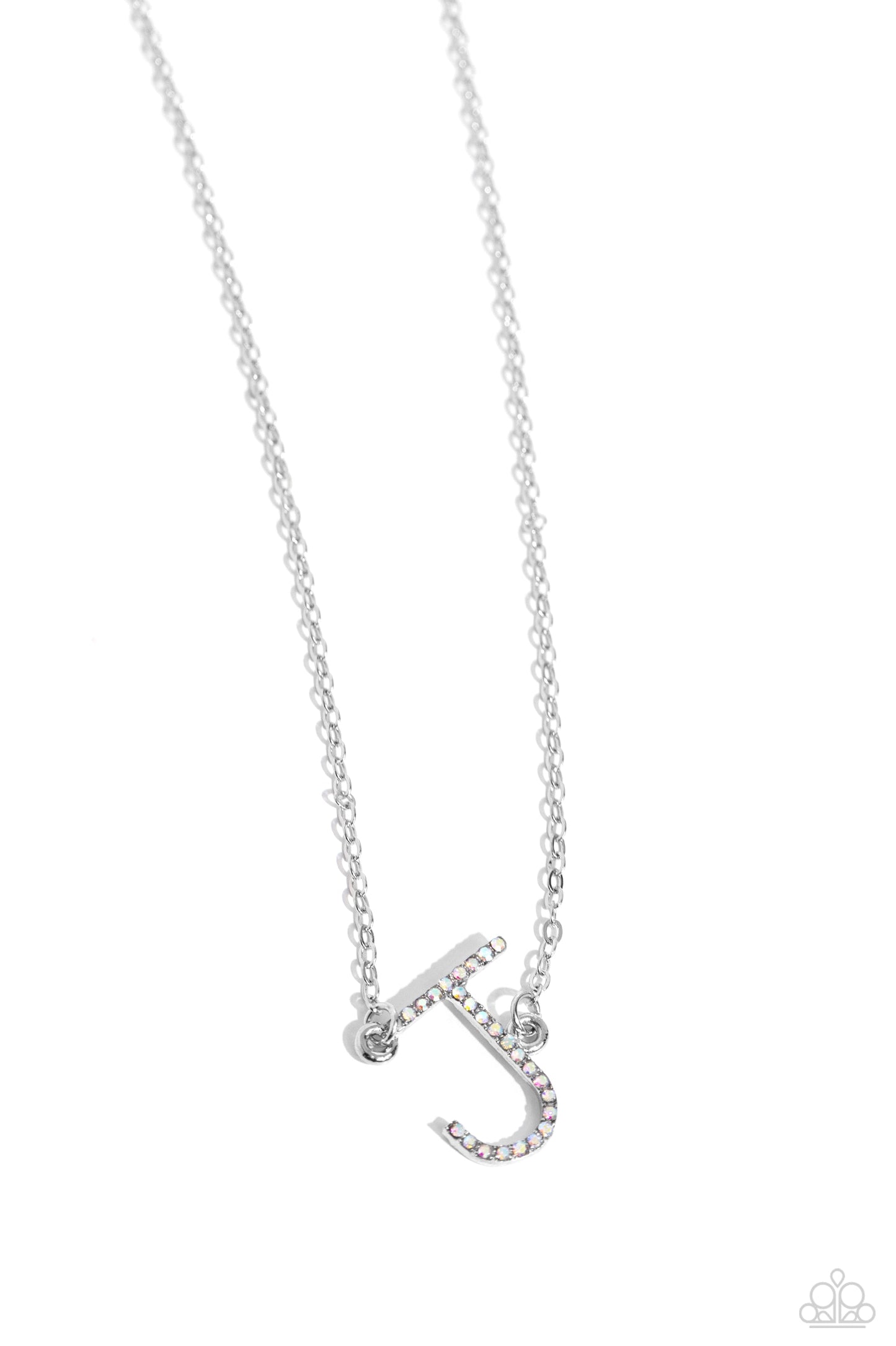 INITIALLY Yours - "J" Multi Iridescent Rhinestone Pendant Paparazzi Necklace & matching earrings