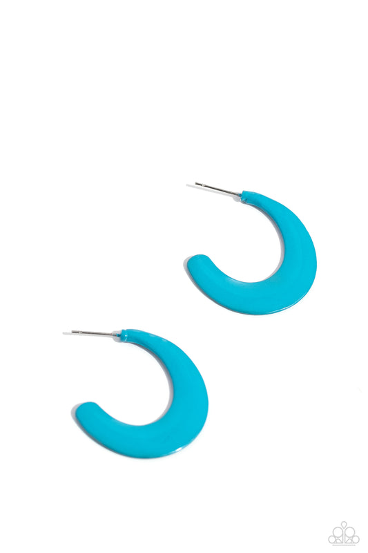 Fun-Loving Feature - Blue Painted Paparazzi Hoop Earrings