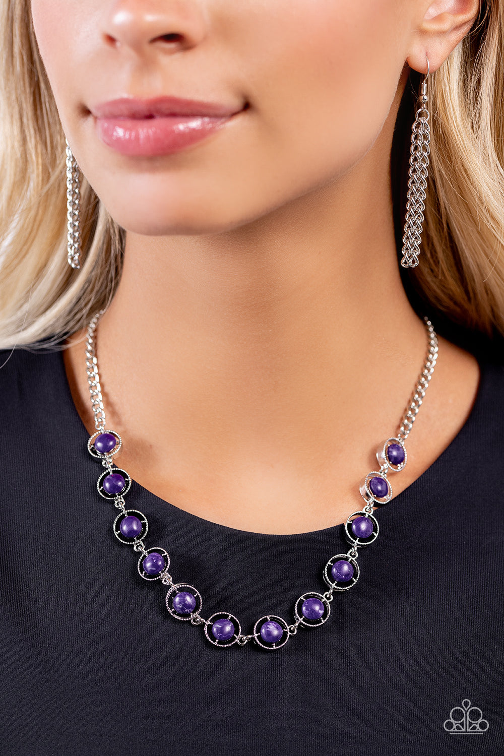 Going Global - Purple Beaded Paparazzi Necklace & matching earrings