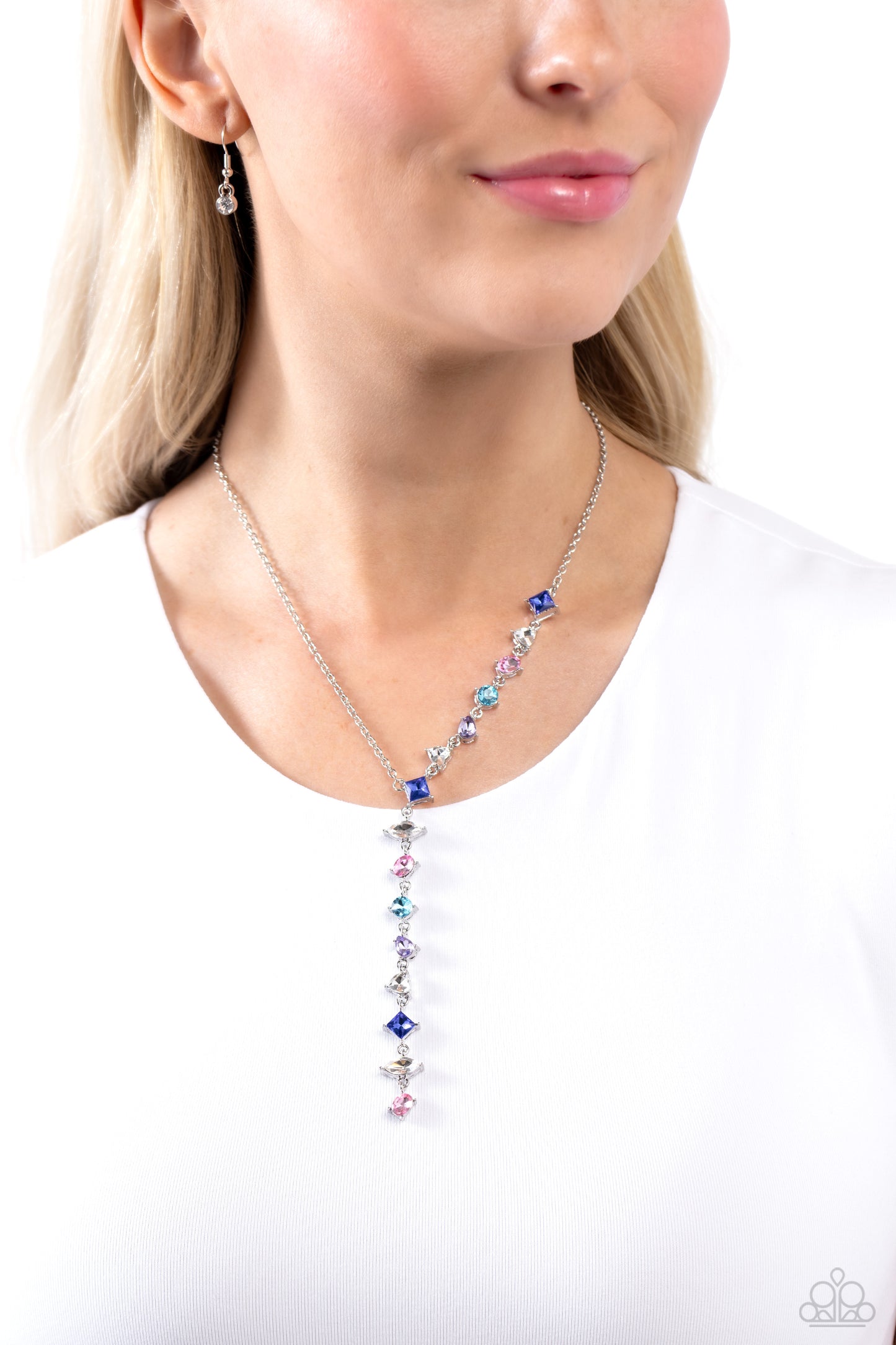 Diagonal Daydream - Multi Colored Gems Paparazzi Necklace & matching earrings