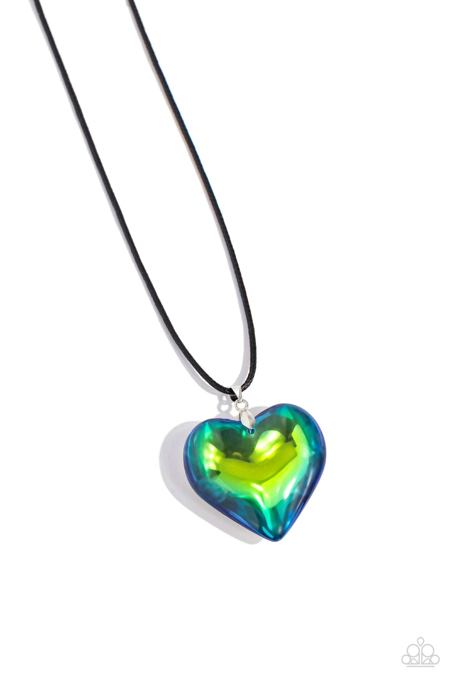 Seize the Simplicity - Green UV Finish Oversized Heart Pendant Paparazzi Necklace & matching earrings