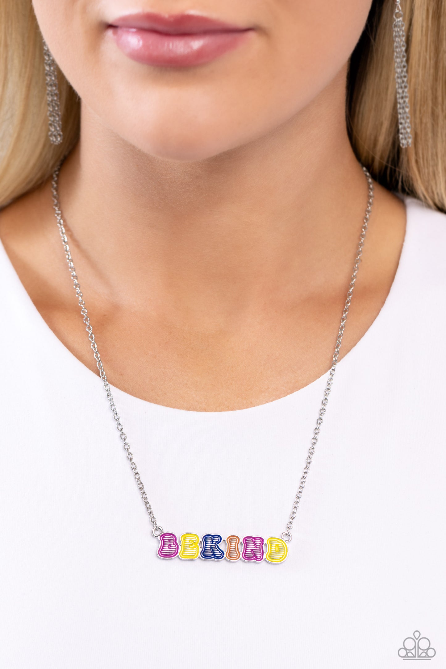 Stay Kind - Multi "Be Kind" Textured Letter Paparazzi Necklace & matching earrings