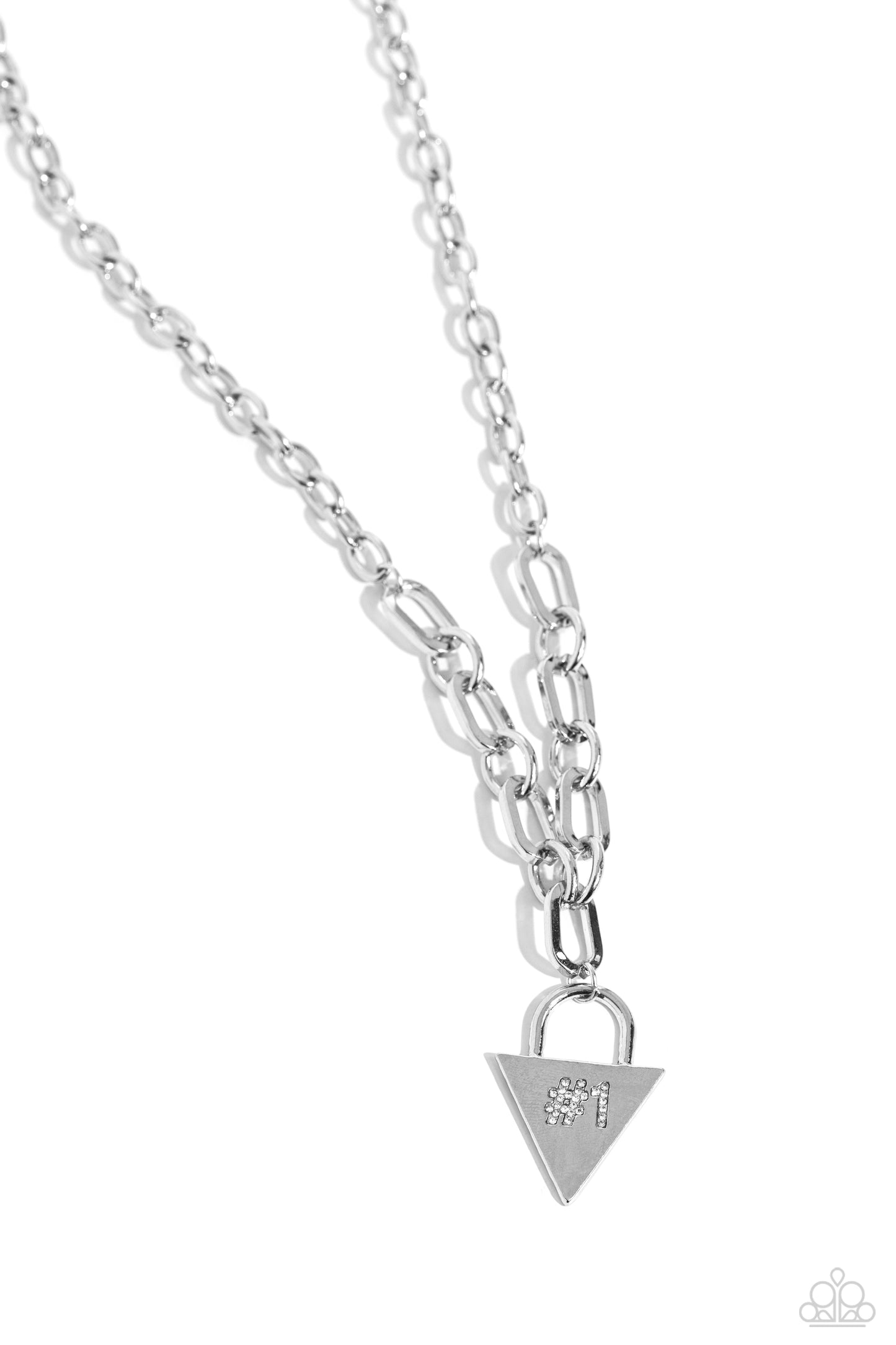 Your Number One Follower - White Rhinestone #1 Pendant Paparazzi Necklace & matching earrings