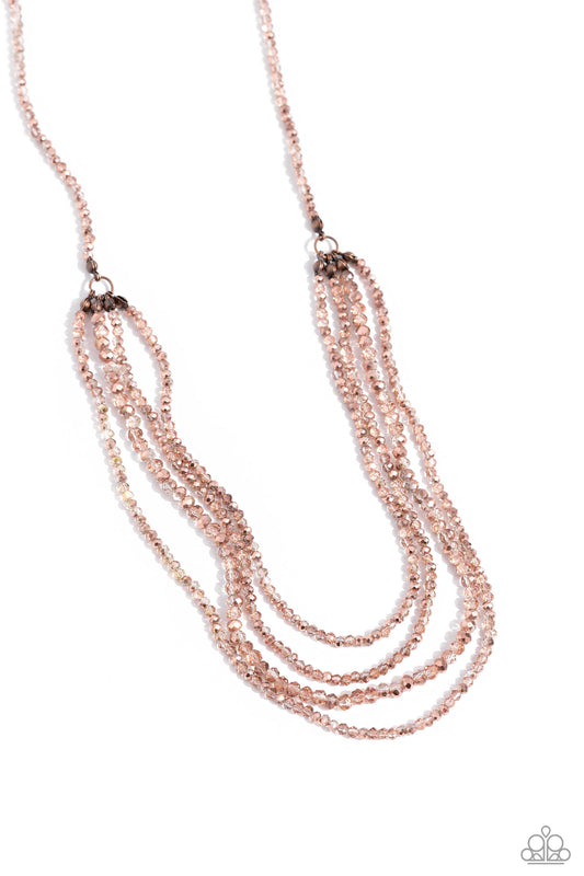 Candescent Cascade - Copper, Peach, Champagne Beaded Paparazzi Necklace & matching earrings