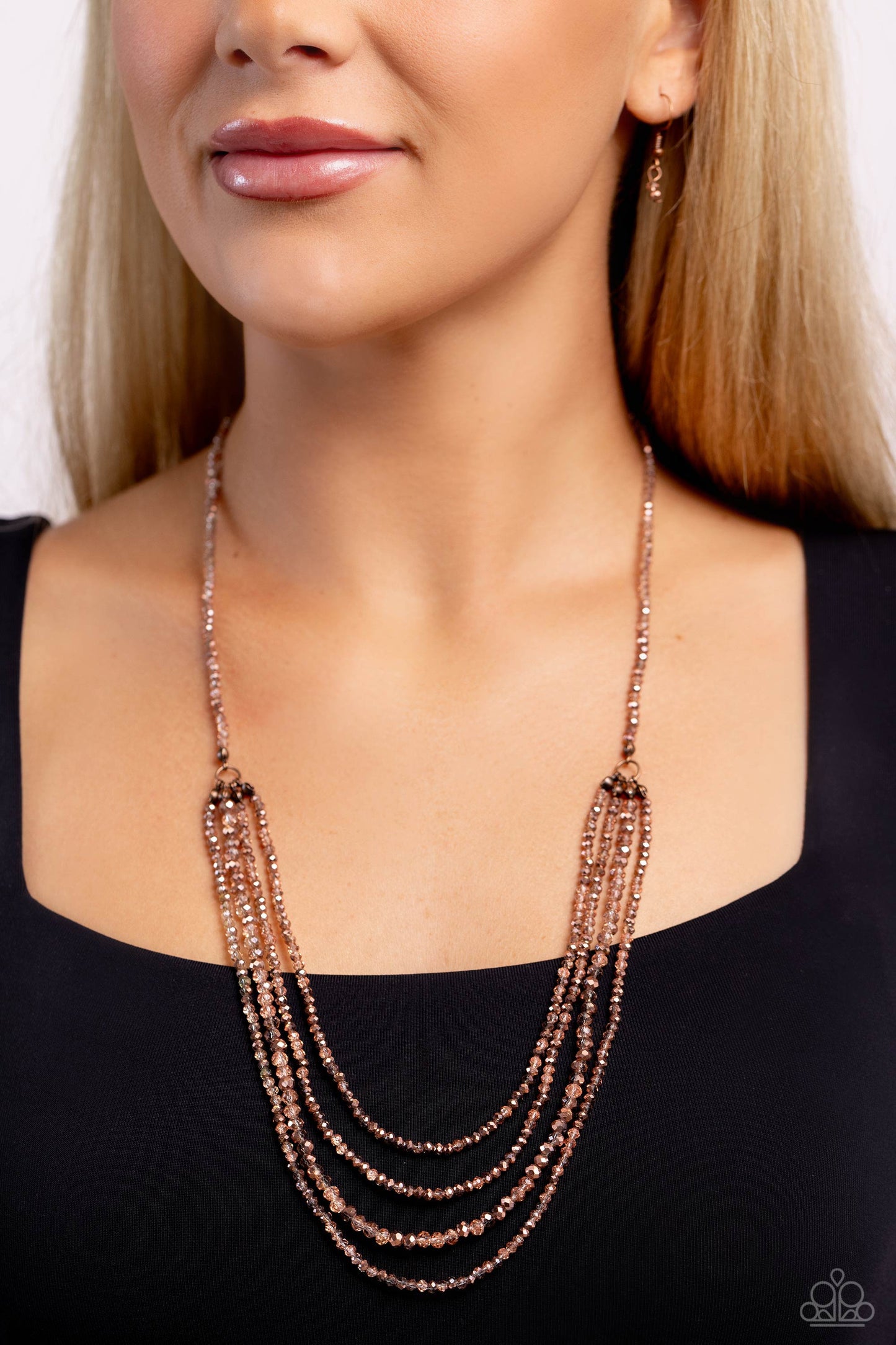 Candescent Cascade - Copper, Peach, Champagne Beaded Paparazzi Necklace & matching earrings