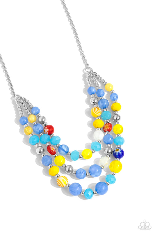 Summer Scope - Blue Floral Inspired/Multicolored Beaded Paparazzi Necklace & matching earrings