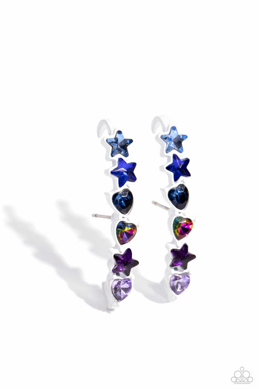 In Good Shape - Blue Multicolored Shaped Gems Paparazzi Earrings