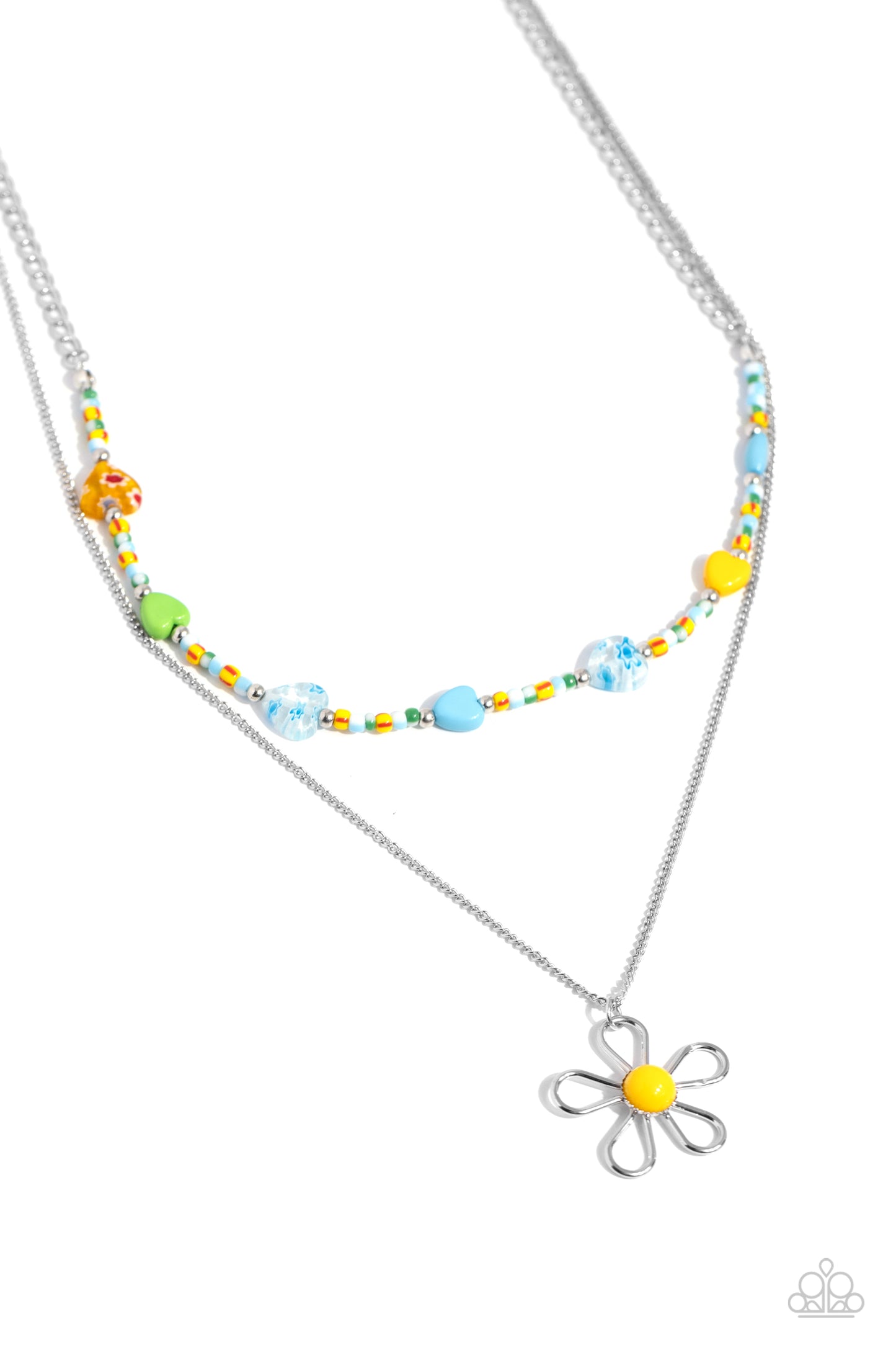Traditionally Trendy - Yellow Flower/Seed Beads/Heart Beaded Paparazzi Necklace & matching earrings