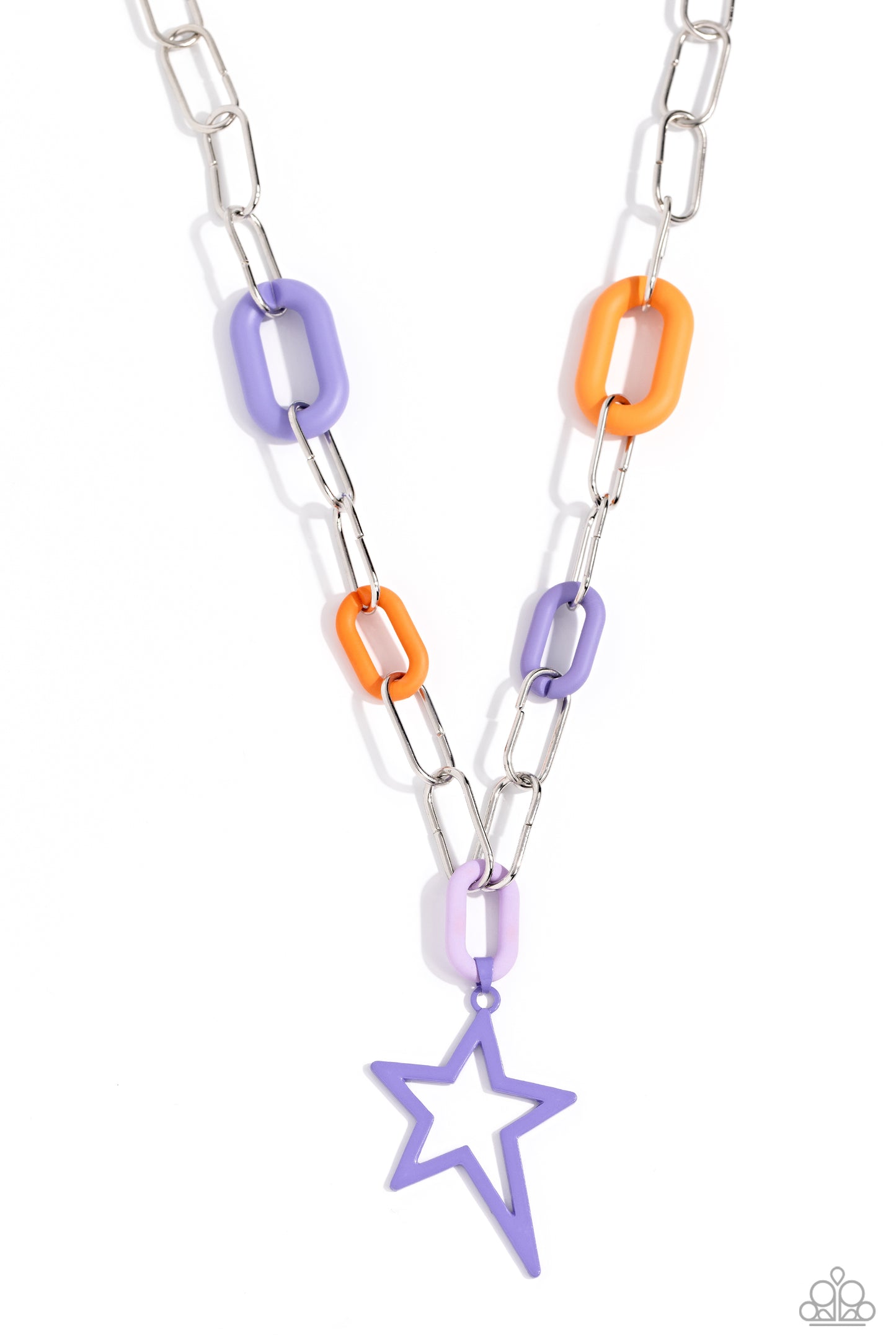 Stargazing Show - Purple/Orange Acrylic Links/Purple Star Pendant Paparazzi Necklace & matching earrings