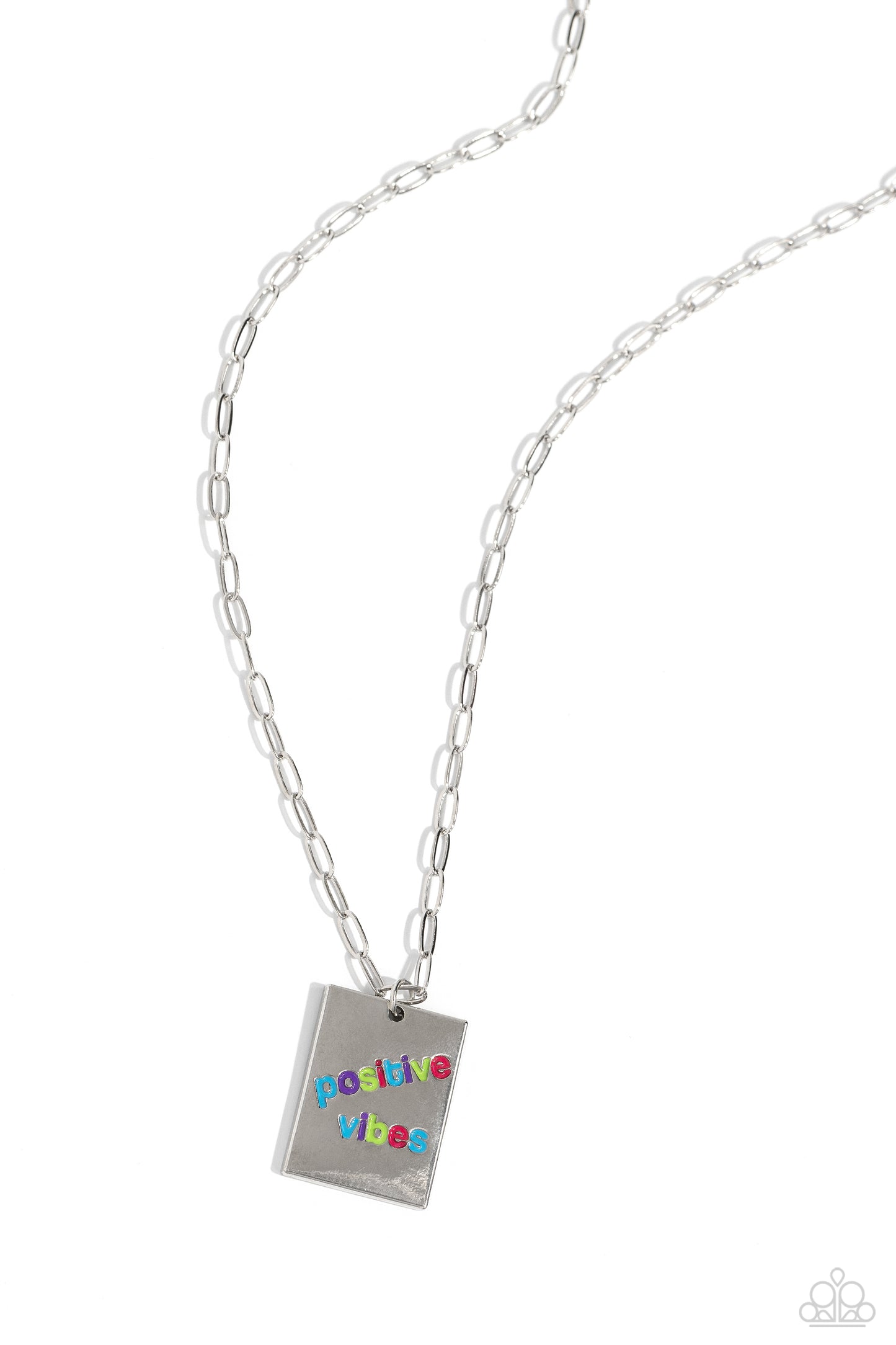 Optimistic Vibes - Multi Colored "Positive Vibes" Font Pendant Paparazzi Necklace & matching earrings