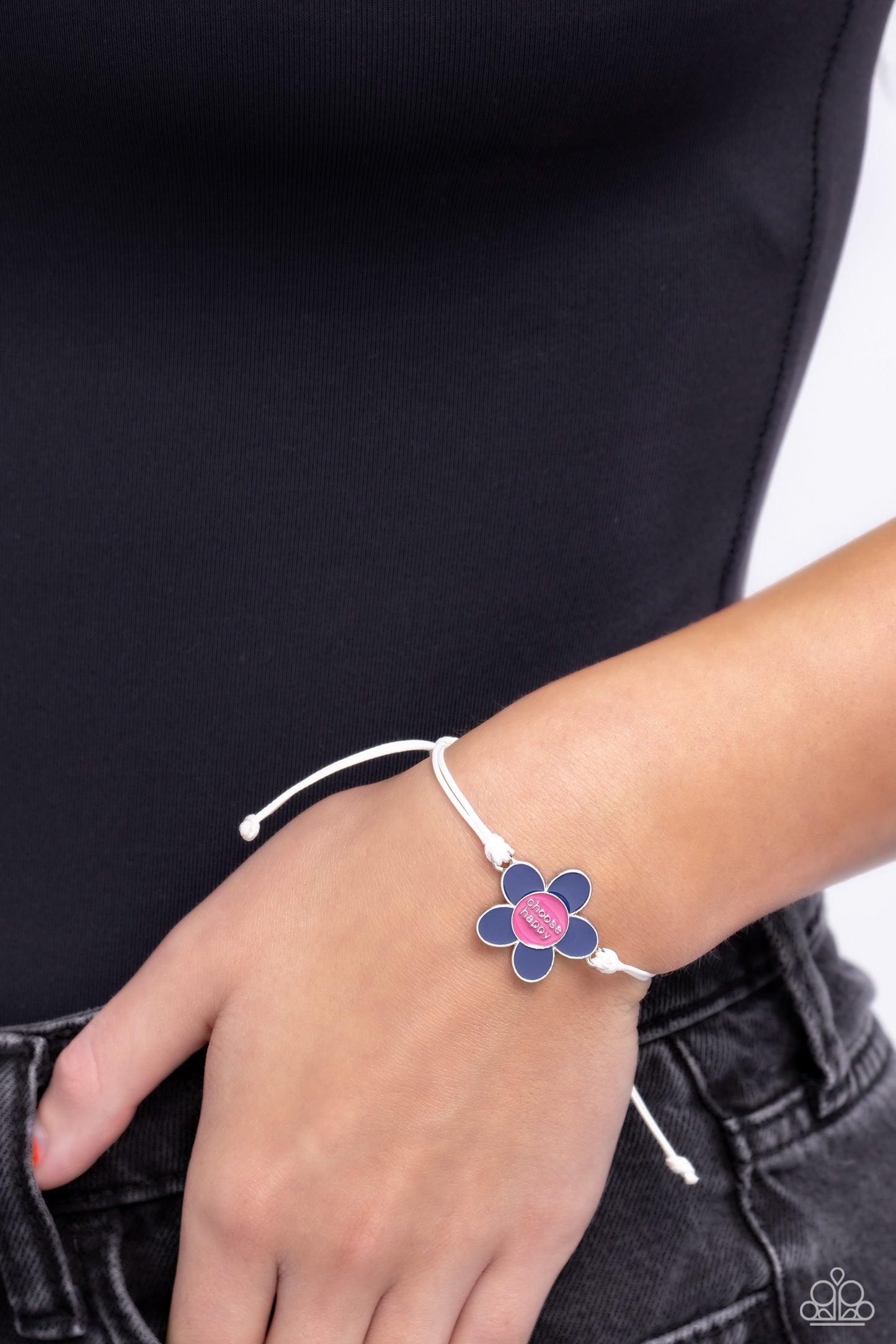 Choose Cheer - Blue/Pink "Choose Happy" Flower Paparazzi Urban Bracelet