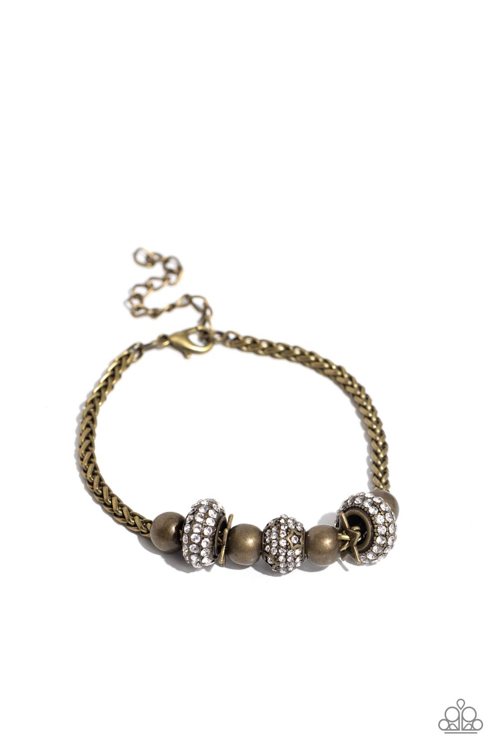 Draped Dedication - Brass Chain & Brass Beaded Paparazzi Adjustable Bracelet