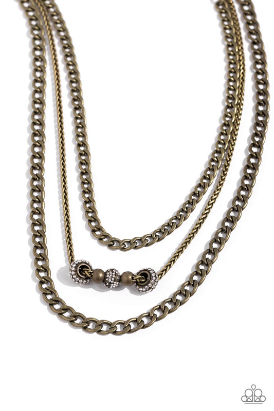 Layered Loyalty - Brass Curb Chains/Brass Beaded Paparazzi Necklace & matching earrings