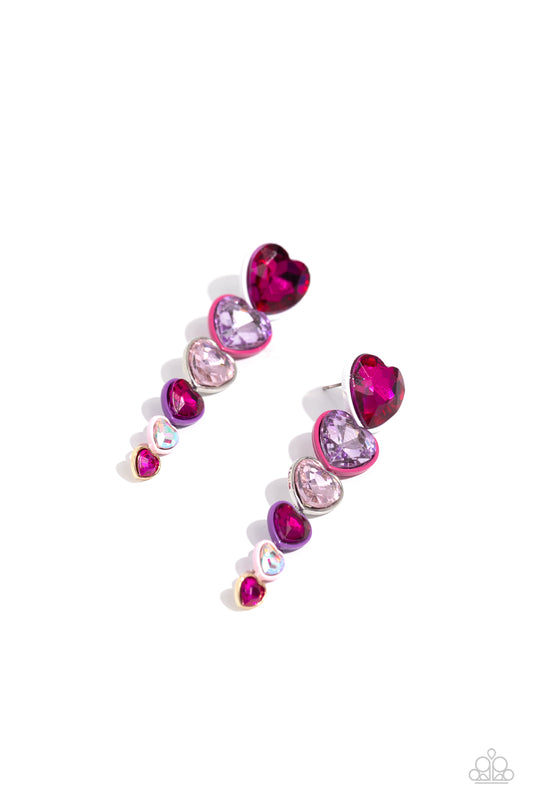 Cascading Casanova - Multi Colored Heart Fittings & Multicolored Heart Gems Paparazzi Earrings