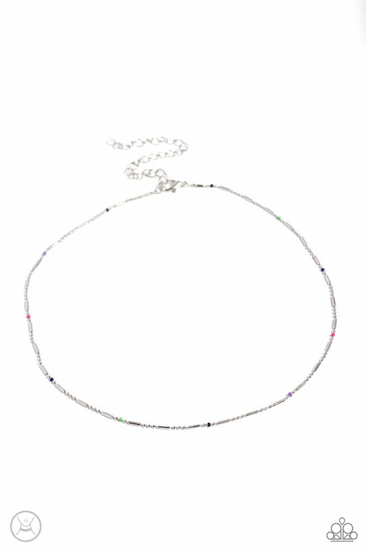 Serenity Strand - Multi Colored Accents/Silver Ball Chain Paparazzi Choker Necklace & matching earrings