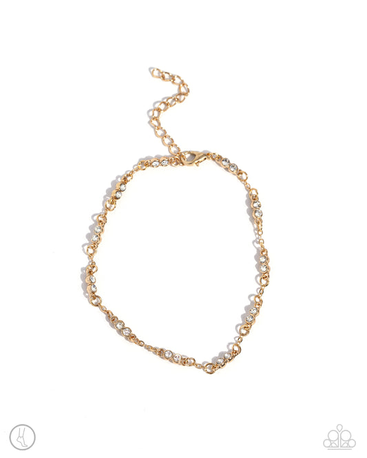 Simple Sass - Gold Chain & White Gems Paparazzi Anklet