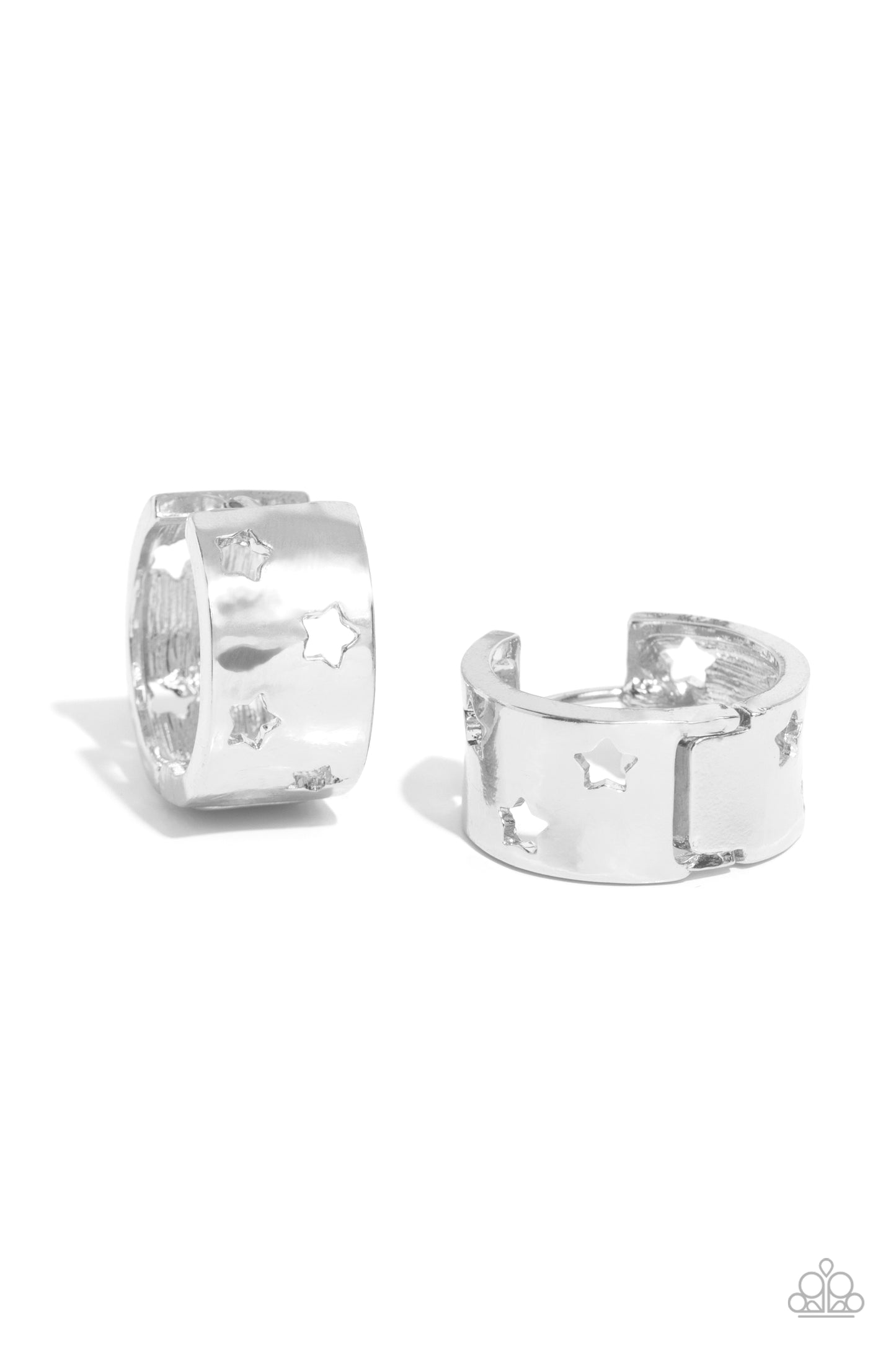 Setting the STAR High - Silver Star Cut-Outs Paparazzi Hoop Earrings