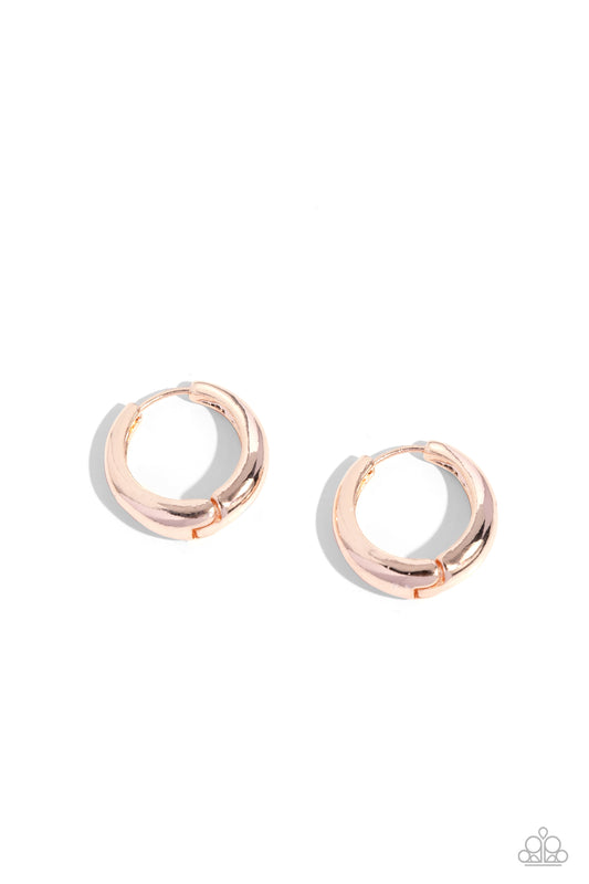 Streamlined Status - Rose Gold Paparazzi Hinge Hoop Earrings