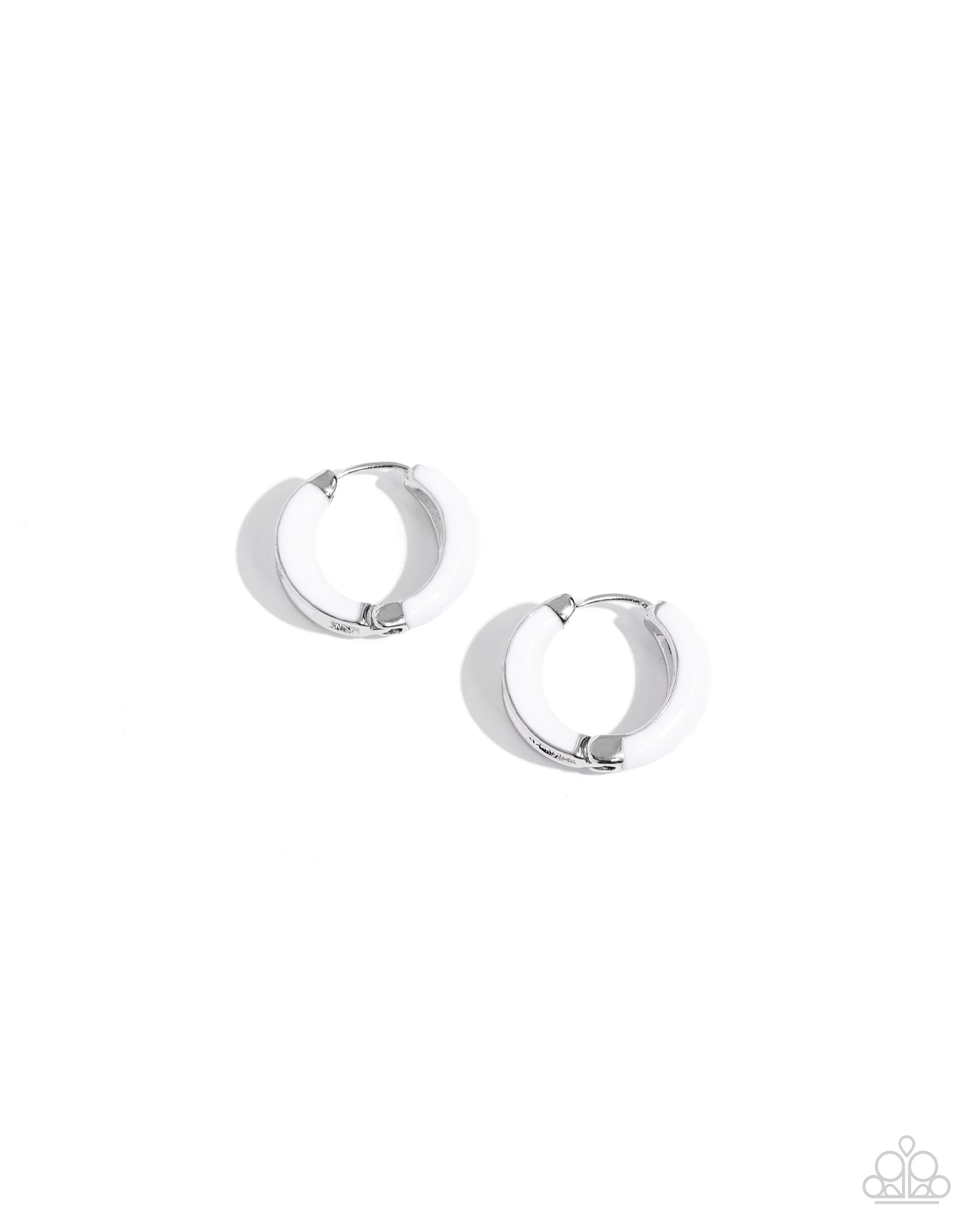 Pivoting Paint - White Painted Paparazzi Hinge Hoop Earrings