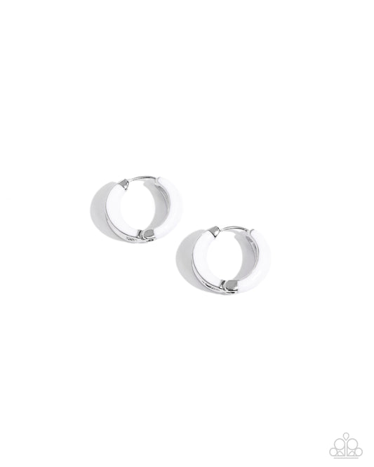 Pivoting Paint - White Painted Paparazzi Hinge Hoop Earrings
