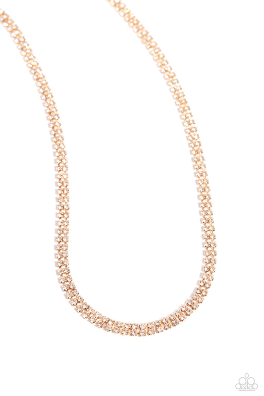 Dazzling Declaration - Gold Fittings/White Rhinestones Paparazzi Necklace & matching earrings