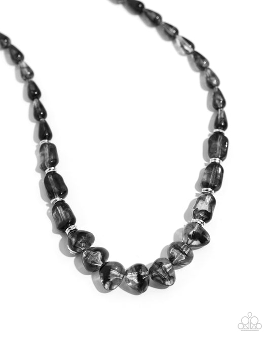 GLASSY Getaway - Black Beaded Paparazzi Necklace & matching earrings