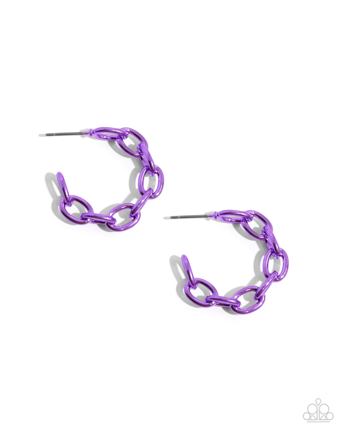 Colorful Cameo - Purple Metallic Cable Chain Paparazzi Hoop Earrings