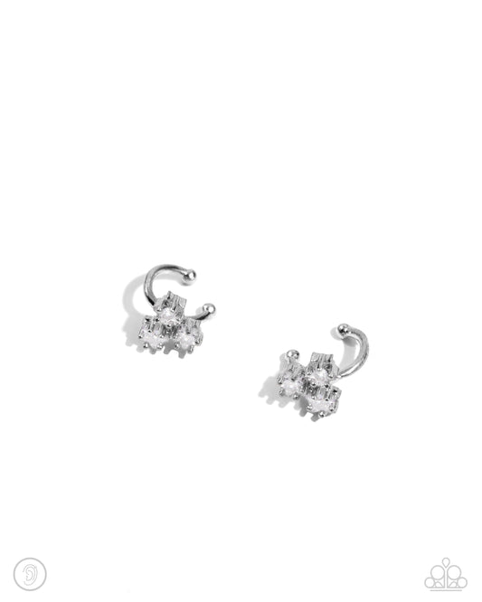 Ethereal Ensemble - White Rhinestone Stars Paparazzi Ear Cuff Earrings