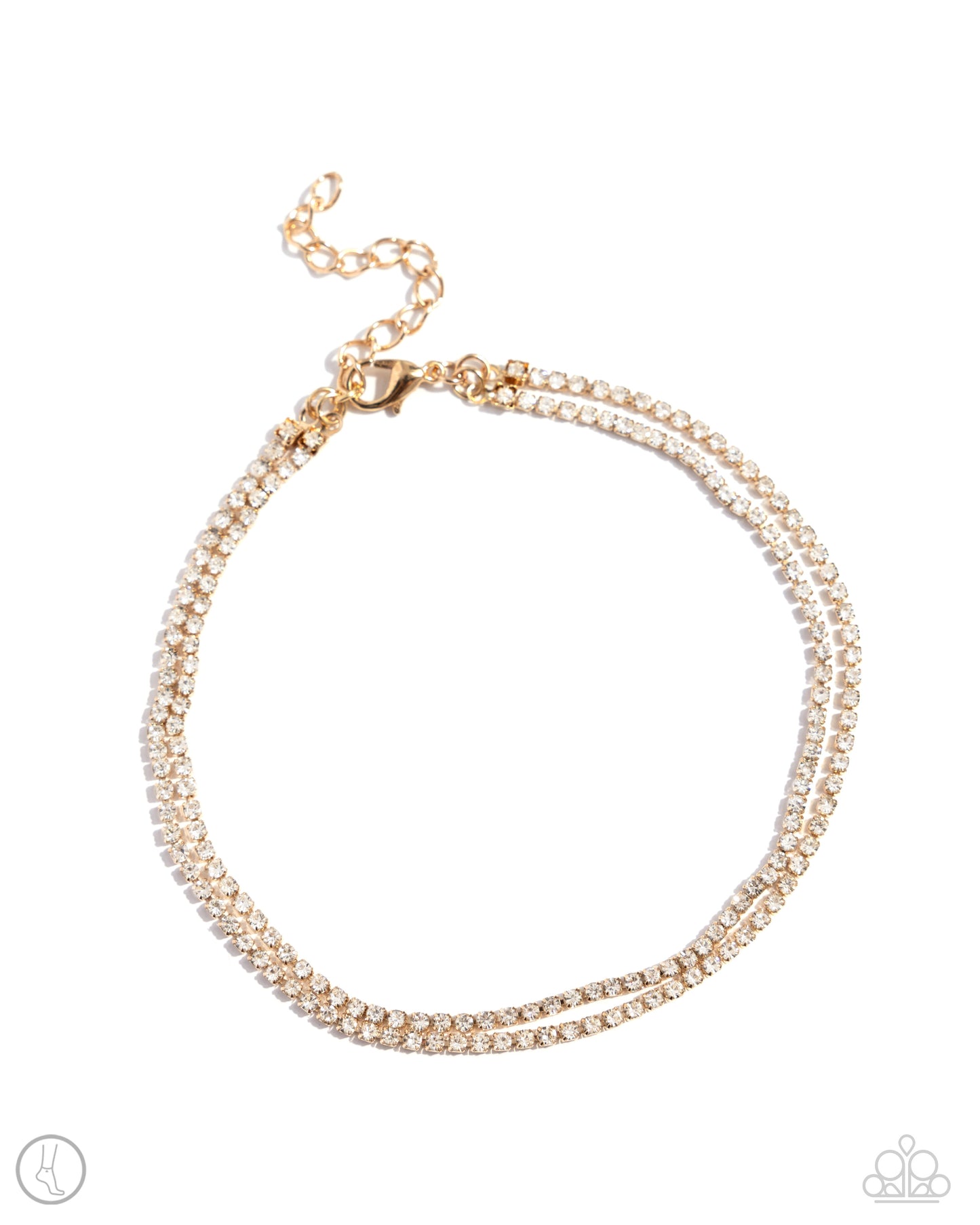 Dainty Declaration - Gold Square Fittings & White Rhinestones Paparazzi Anklet