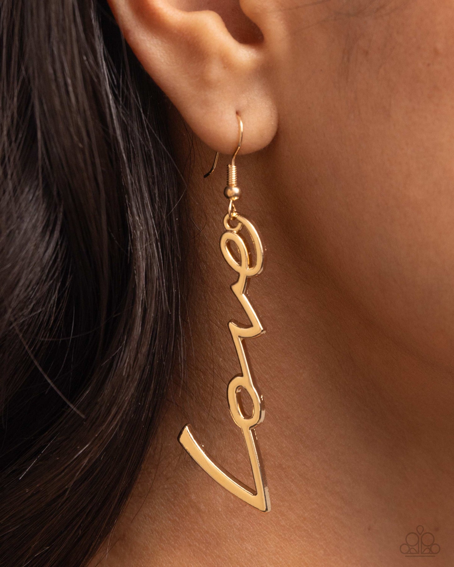 Light-Catching Letters - Gold "LOVE" Paparazzi Earrings