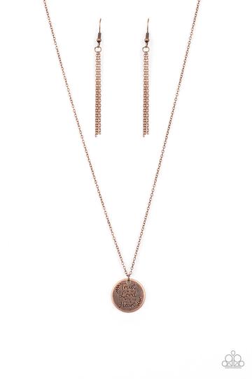 All You Need Is Trust - Copper "Trust In The Lord" Pendant Paparazzi Necklace & matching earrings