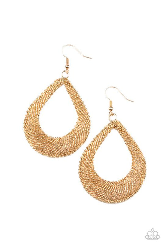 A Hot MESH - Gold Mesh-Like Chain Paparazzi Earrings