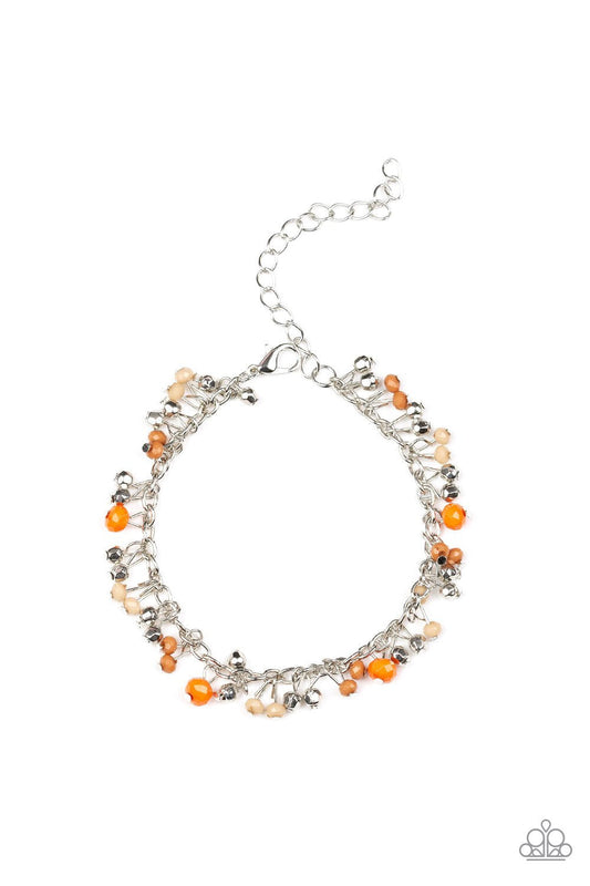 Aquatic Adventure - Orange, Almond, & Meerkat Beaded Paparazzi Adjustable Bracelet
