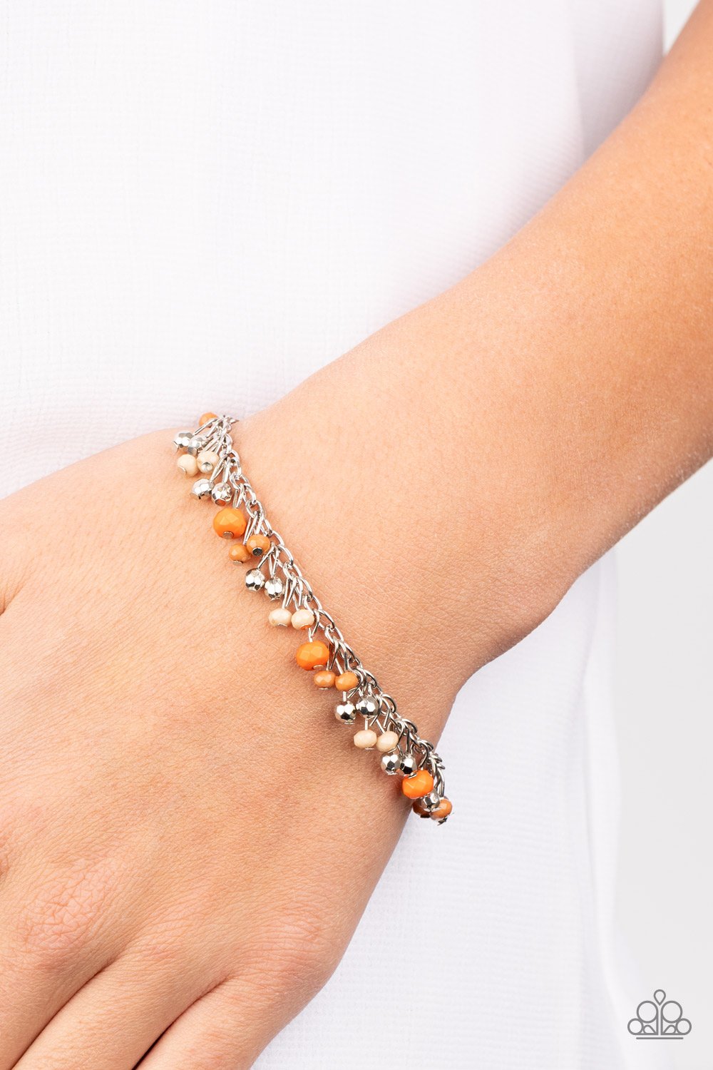 Aquatic Adventure - Orange, Almond, & Meerkat Beaded Paparazzi Adjustable Bracelet