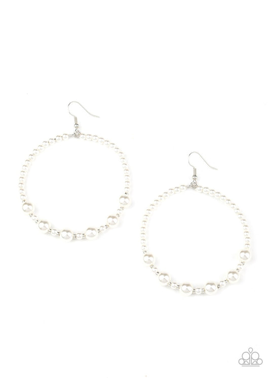 Boss Posh - White Varying Shape & Size Pearl Paparazzi Earrings