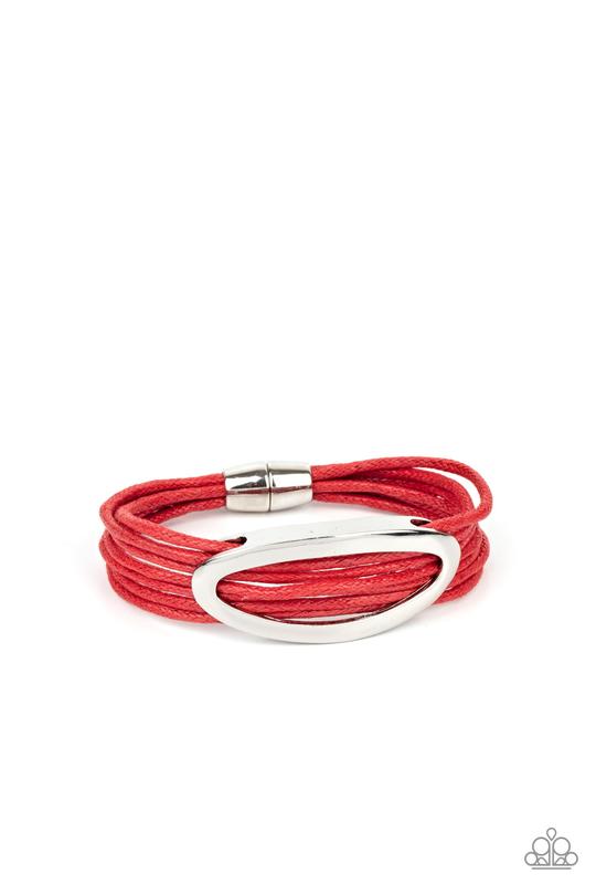 Corded Couture - Red Cording Paparazzi Magnetic Bracelet