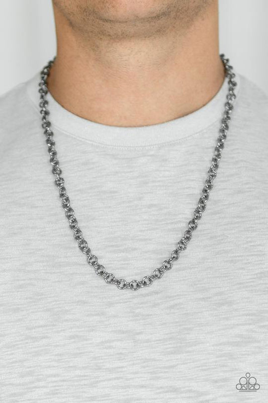 Courtside Couture - Black Metal Paparazzi Men's Necklace