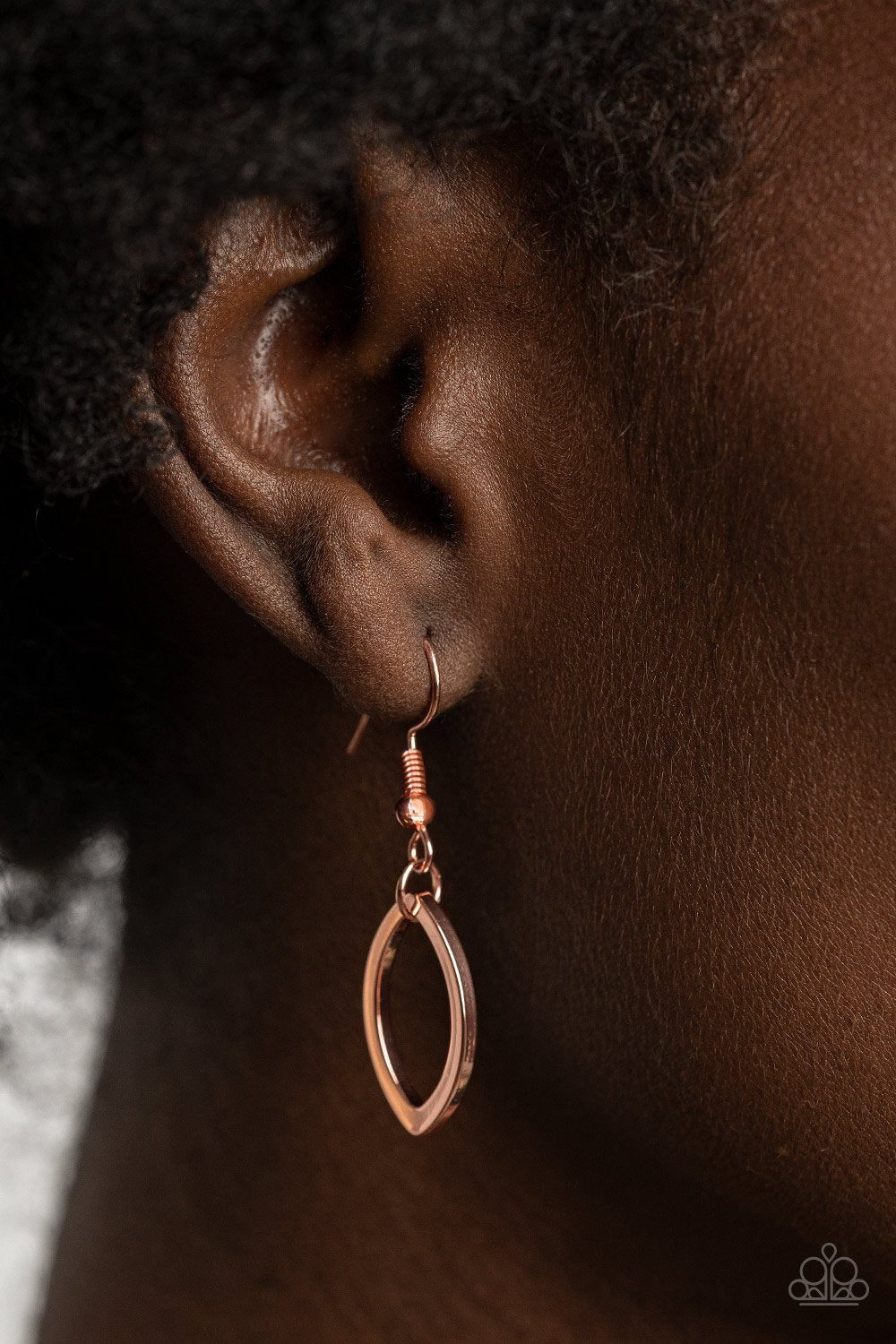 Dizzying Definition - Copper Almond Shaped Frame Paparazzi Pendant Necklace & matching earrings