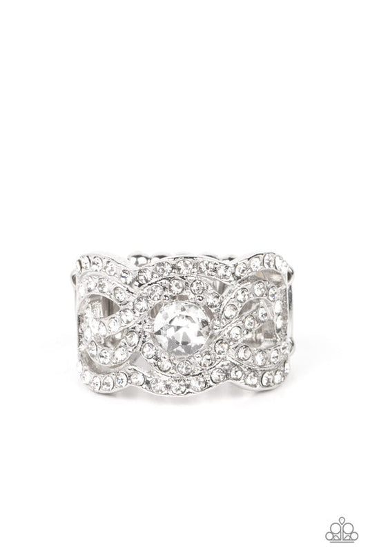 Doting on Dazzle - White Rhinestone Paparazzi Ring