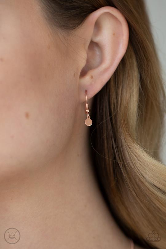 Dynamically Dainty - Copper Flat Beaded Paparazzi Choker Necklace & matching earrings