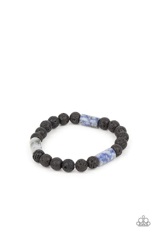 Earthy Energy - Blue Stone Accent/Black Lava Rock Paparazzi Bracelet
