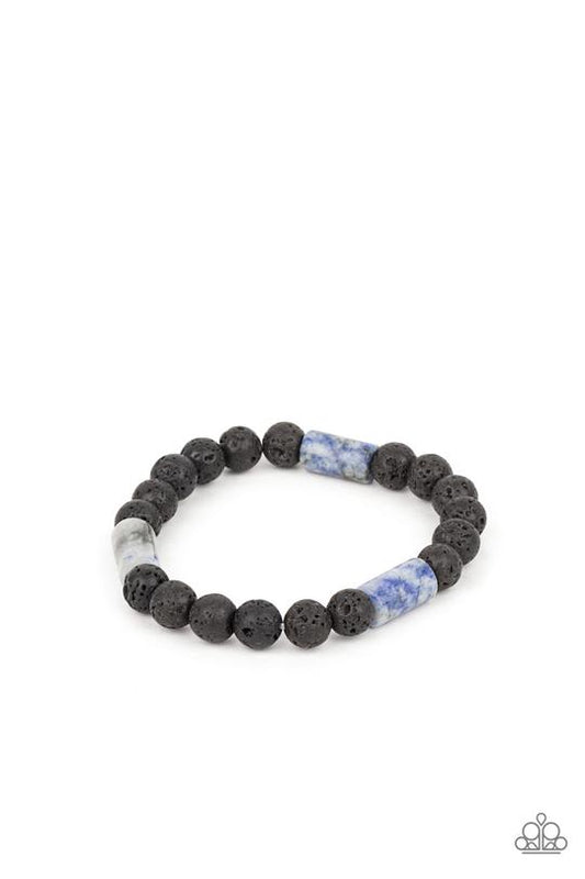 Earthy Energy - Blue Stone Accent/Black Lava Rock Paparazzi Bracelet