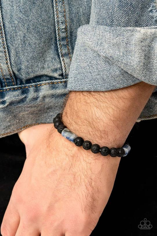 Earthy Energy - Blue Stone Accent/Black Lava Rock Paparazzi Bracelet