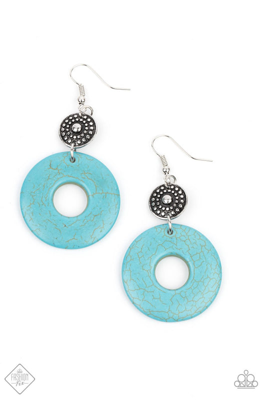 Earthy Epicenter - Blue/Turquoise Stone Paparazzi Earrings