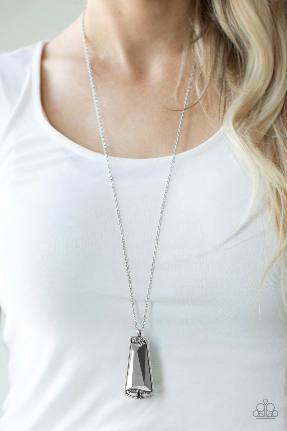 Empire State Elegance - Silver Chain/Hematite Gem Paparazzi Pendant Necklace & matching earrings