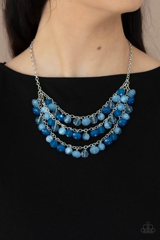 Fairytale Timelessness - Blue Mismatched Beaded Paparazzi Necklace & matching earrings