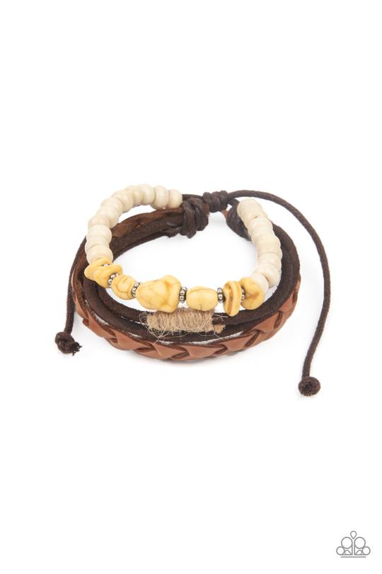 Far Out Wayfair - Yellow Stones/White Wooden Beaded Paparazzi Urban Bracelet