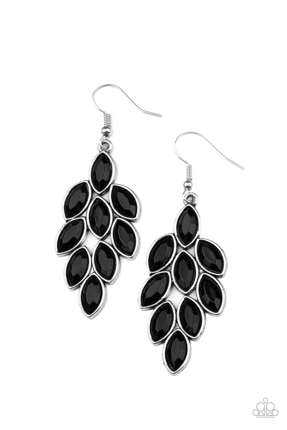 Flamboyant Foliage - Black Faceted Bead Paparazzi Earrings